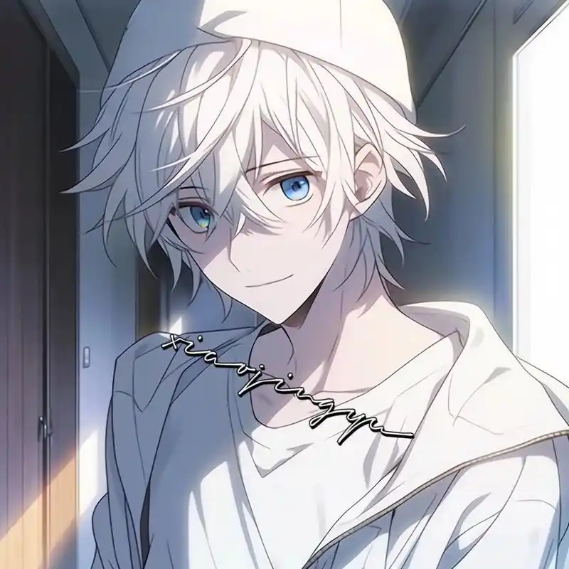 动漫男头|阳光白发男孩