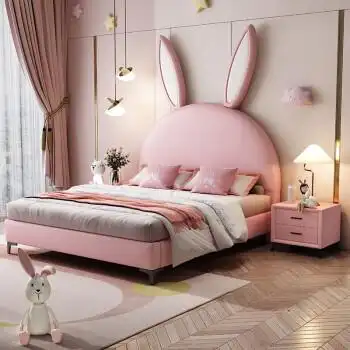 冬升儿童床兔子耳朵床15米少女公主网红床单人女童床12米儿童房女孩