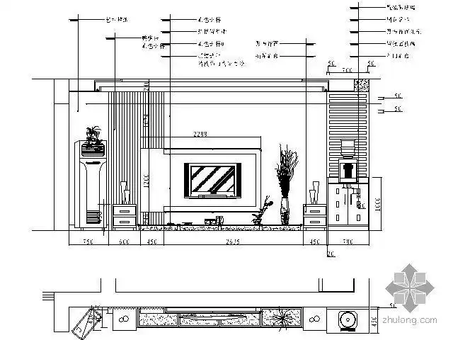分享cad电视墙立面图资料下载