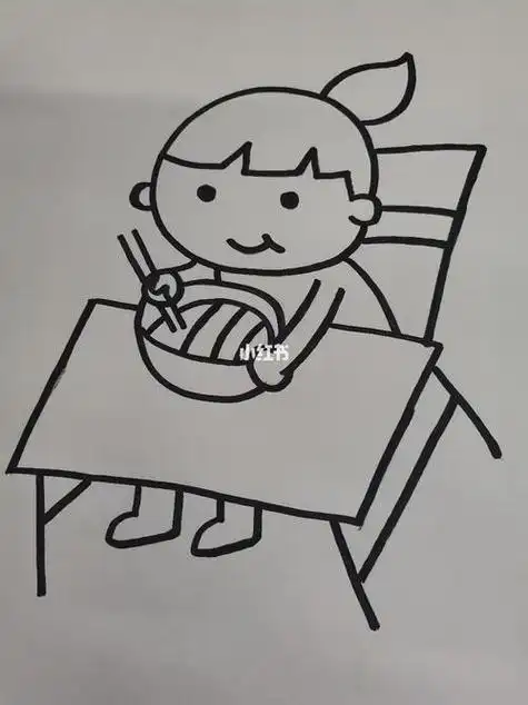 小女孩吃饭q版简笔画