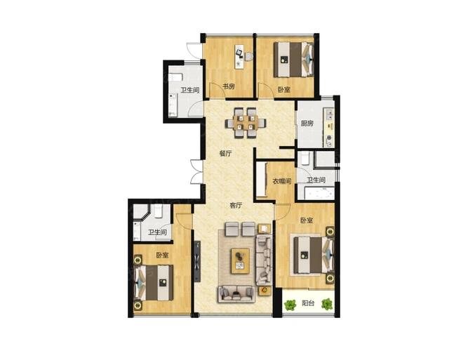 融创滨江壹号院4室2厅2卫户型图