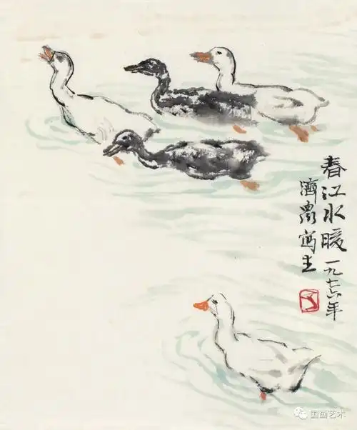 吴冠中  群鸭图▲王雪涛 芙蓉双鸭▲齐白石 红蓼鸭子▲写意鸭名家作品