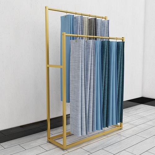 两层窗帘展示架吊卡架子家纺布艺落地式色卡陈列架布料样品展会架