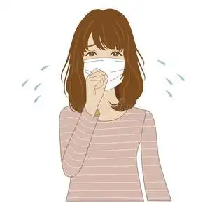 戴医用口罩的妇女插画