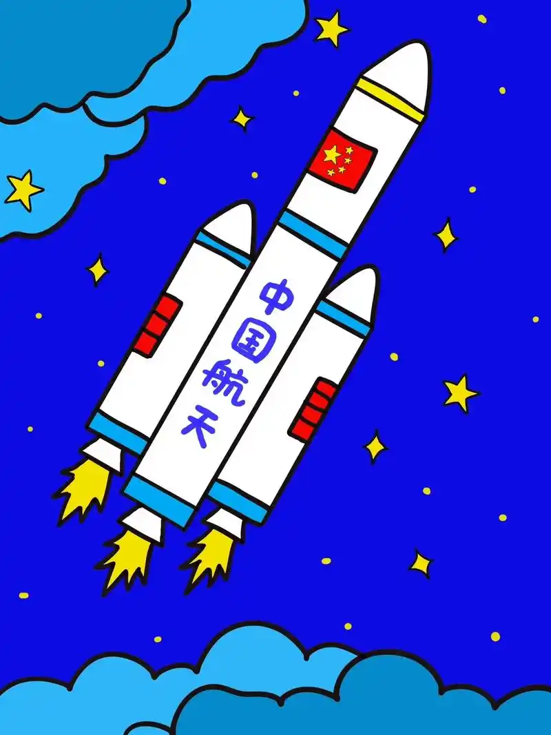 航天航空简笔画#简笔画 #一起学画画 #想画就画 #中国航天 - 抖音