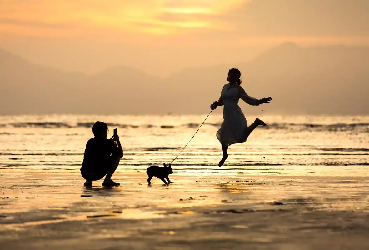 霞光下的剪影 - 远望天际 - 图虫