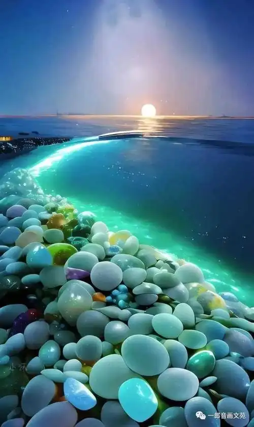 罕见唯美浪漫的海滩水晶彩石晶莹剔透超级漂亮