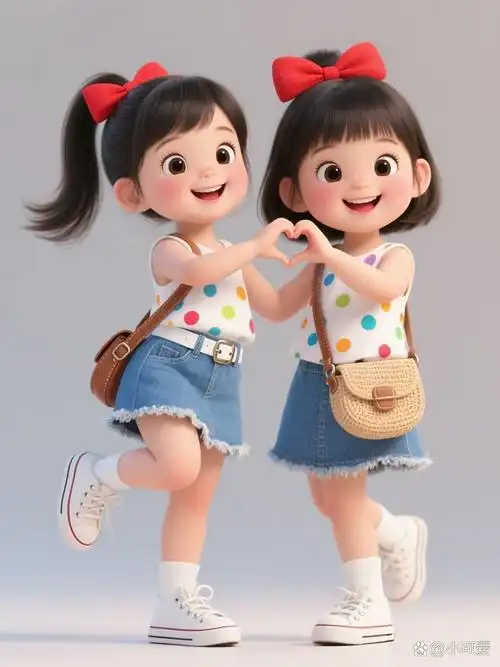 "姐妹俩手牵手,爱心满满超有爱,闺蜜就是要这样哒!