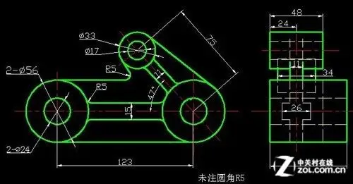 autocad教程 根据二维图画三维实体图