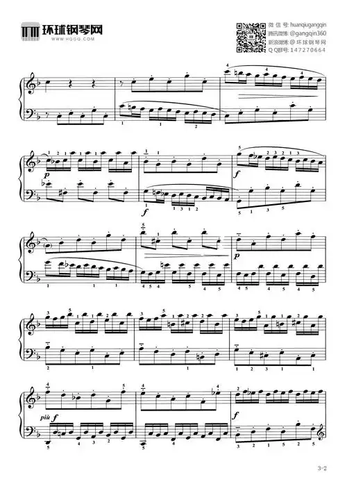 巴赫钢琴谱-巴赫二部创意曲no.8-j.s.巴赫钢琴谱-环球钢琴网