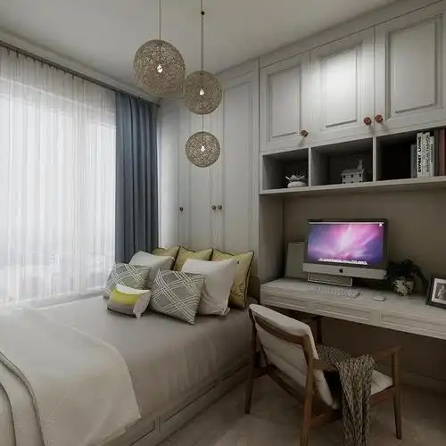 次卧安放单人床跟书桌,同时满足休息跟学习的需要.