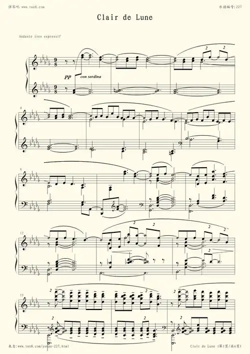 钢琴谱 - 月光曲(德彪西)