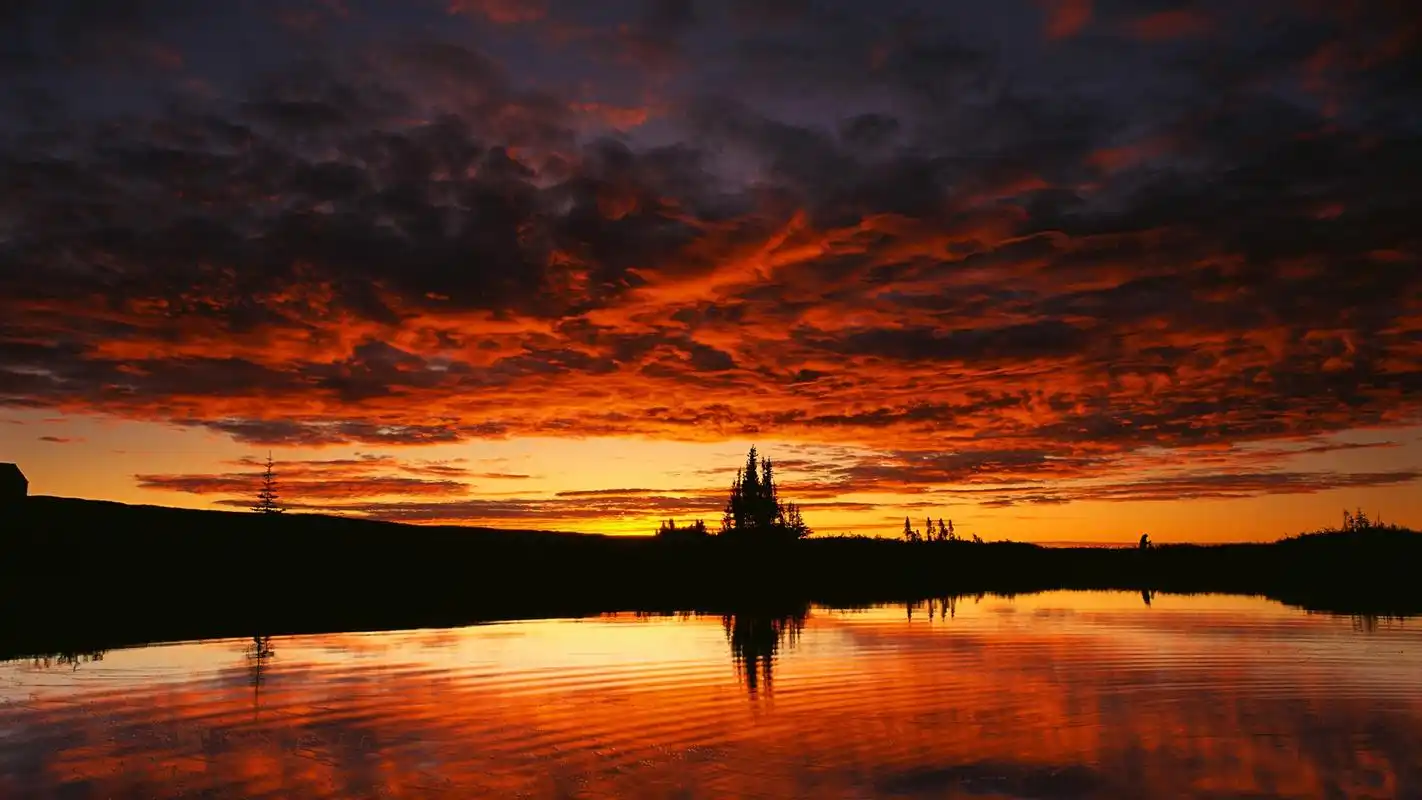 郊外的唯美火烧云美景图片壁纸