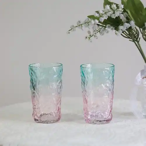 网红ins风渐变色冰川玻璃杯高颜值水杯聚会会用玻璃杯