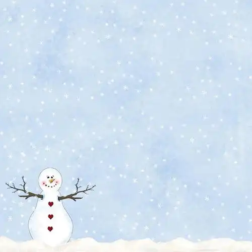 一组雪花松树雪人圣诞节ppt背景图片