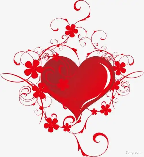 红色欧式花边爱心矢量图