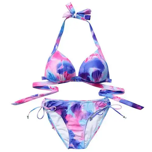 2024新款泳衣女晕染比基尼性感小胸时尚小清新系带bikini温泉泳装