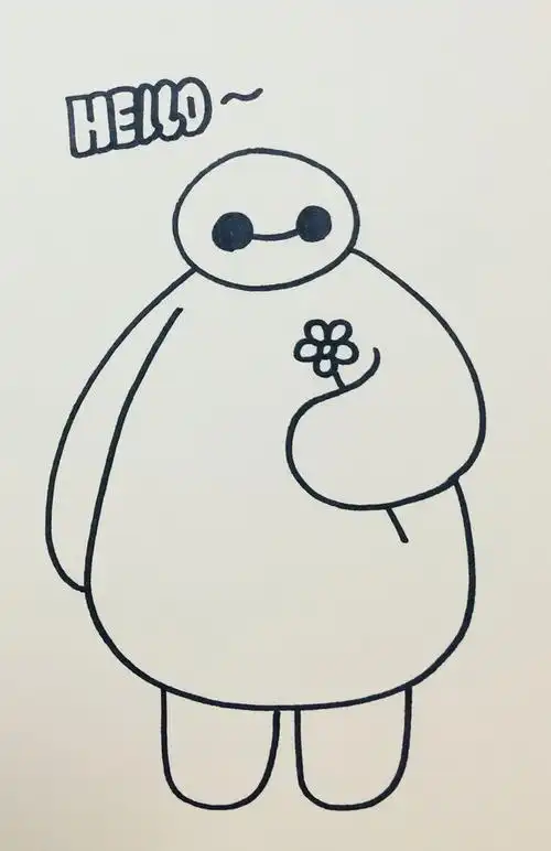 每天一张简笔画 | "萌神"大白(内含详细步骤)_第6张图片