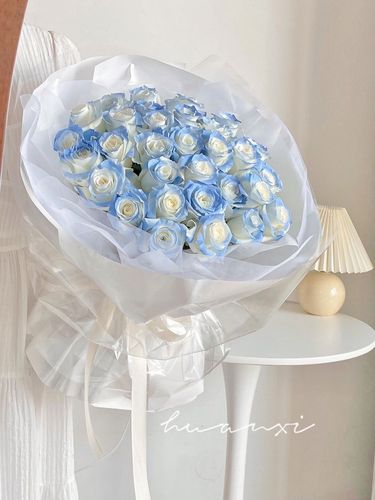 进口厄瓜多尔碎冰蓝玫瑰花上海北京广州全国鲜花速递七夕情人节