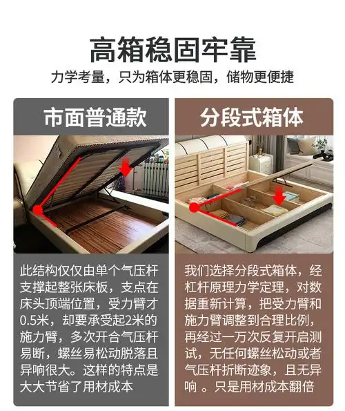 8米1.5米软靠婚床储物抽屉高箱主卧现代简约实木框架气动北欧家具 1.