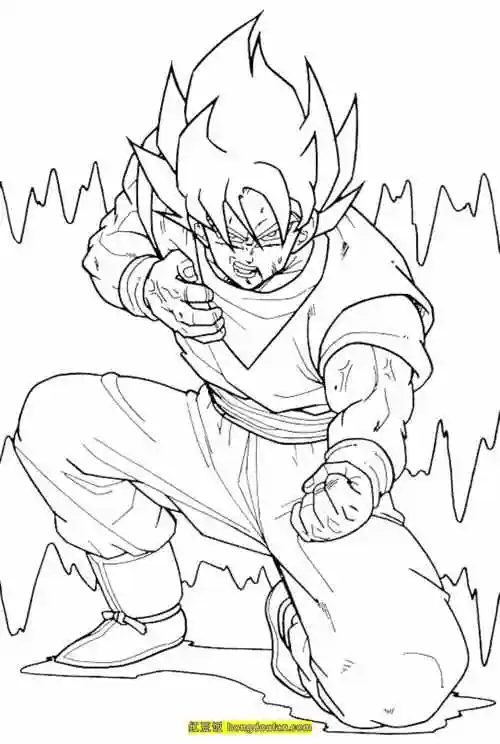 七龙珠孙悟饭卡通涂色图片-红豆饭小学生简笔画大全