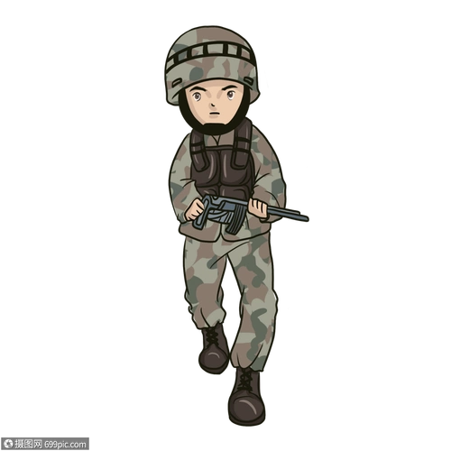 卡通陆战队员持枪军人军装