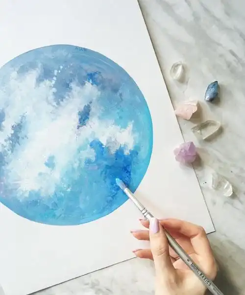 ins画师katejerryy67梦幻星球水彩画作品