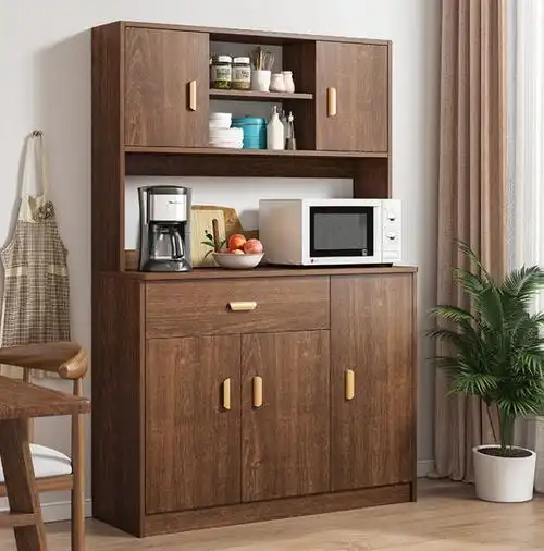 大容量餐边碗柜简约落地橱柜网红厨房用品家用大全微波炉茶水储物