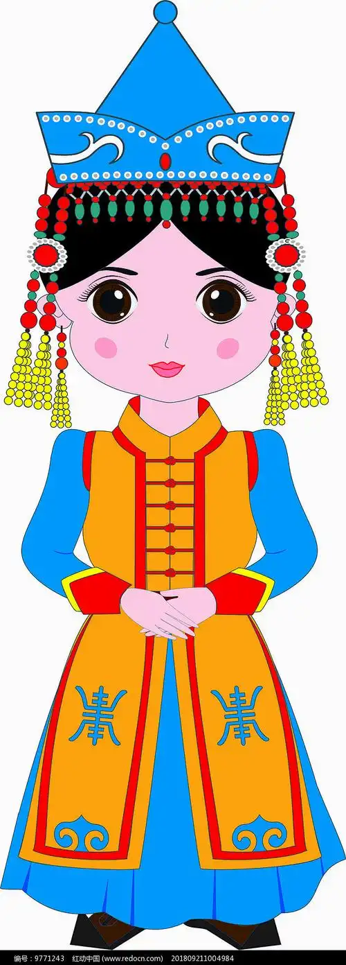 蒙古小女孩插画