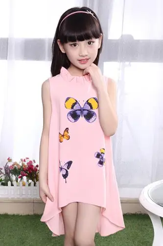 童装女大童夏装新款潮女童雪纺连衣裙夏季儿童背心裙公主裙子