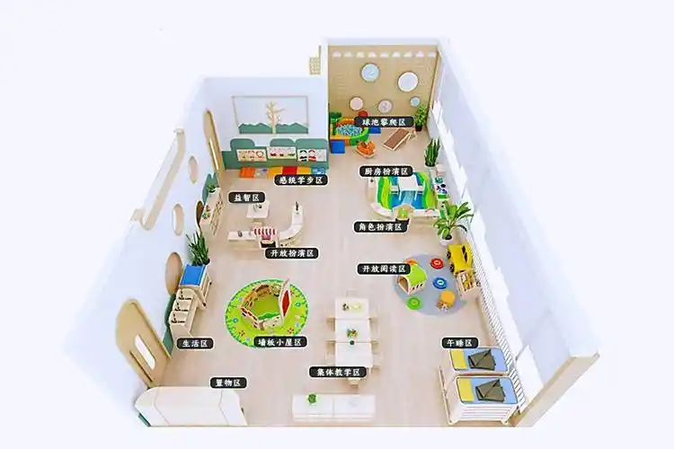 出发,将河流,木屋,松果,梅花鹿等森林意境折叠在剑桥贝比家具设计中