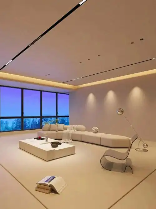 灯光下,悬浮吊顶的极简美