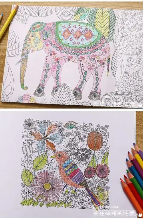 涂色画填色儿童神秘花园涂色书本涂色画儿童涂色本童话梦境神秘花园8