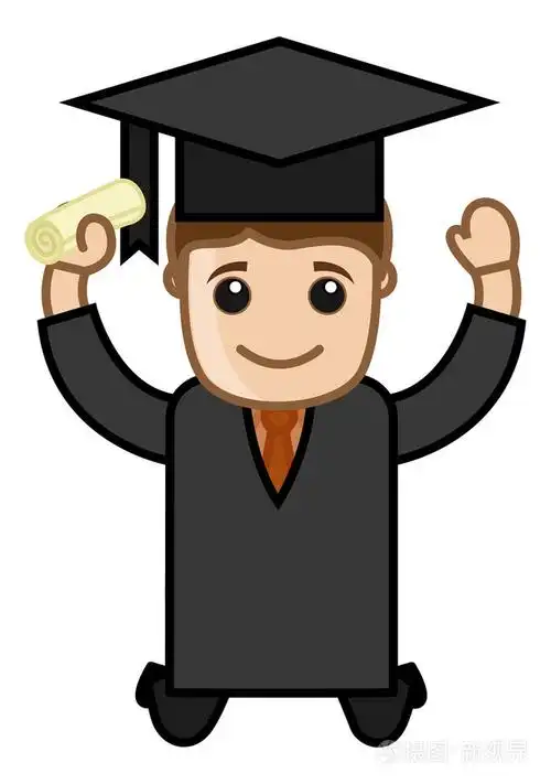 研究生男孩-卡通办公室矢量图