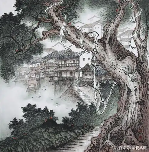 画家谢玉湖作品《烟雨江南》