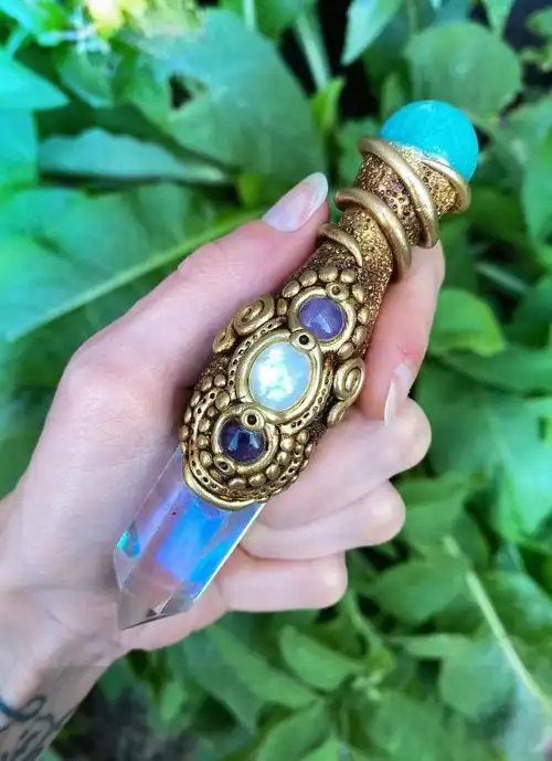 荷兰代购fairy手作天使光环月长石紫水晶宝石童话仙女魔法魔杖