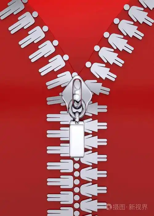 婚姻概念3d拉链艺术