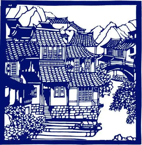 山水风景剪纸纯手工镂空成品刻纸装饰画双面红宣纸大尺寸1米55cm新品