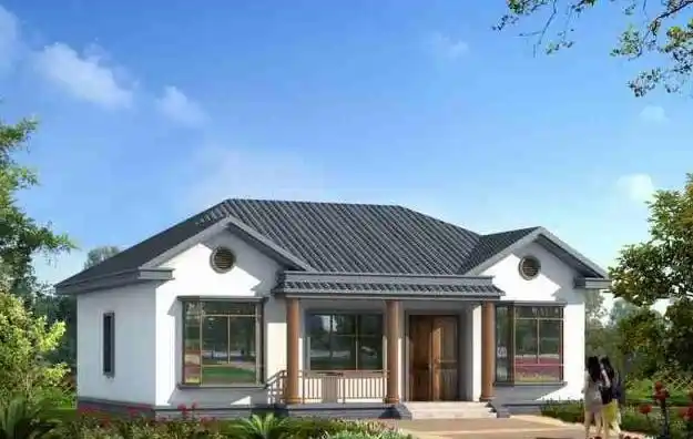 家庭人口不多,农村建一层别墅足矣,4室1厅外国大气又温馨!