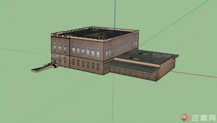 某欧式三层邮政所建筑设计su模型