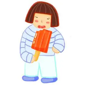 卡通可爱女孩吃冰棒夏天夏日元素