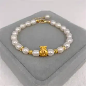 珍珠串珠手串闺蜜生日礼物 福袋金珠转运珠珍珠手串