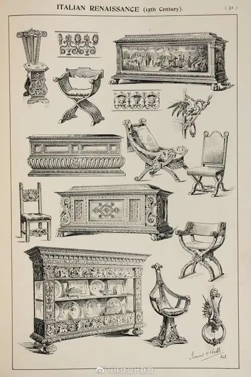 传统家具手绘一组