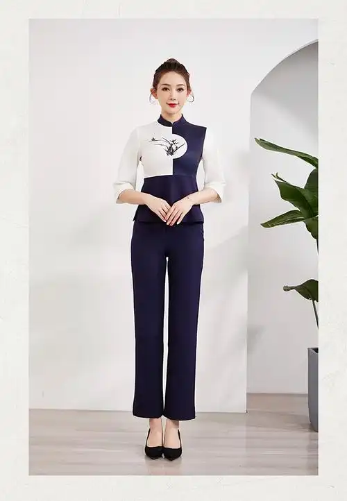 性感技师服洗浴中心足疗按摩工装棠越2021新款足浴工作服女养生馆工衣