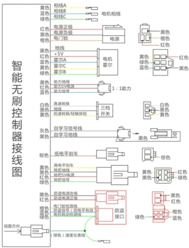 电动车智能无刷控制器接线图