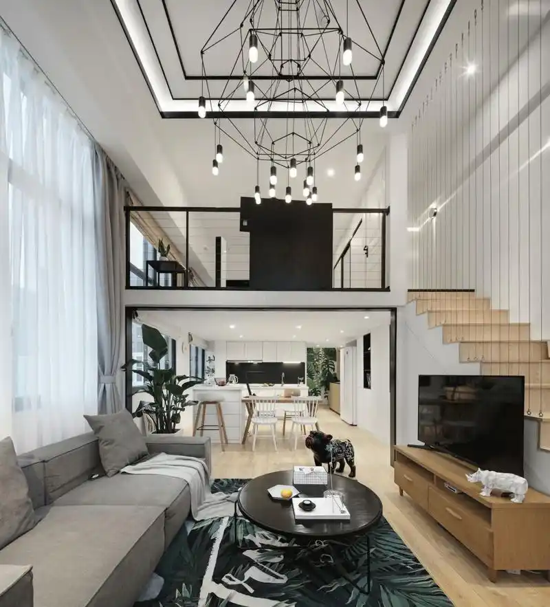 48平米loft公寓装修效果图,全屋通透又明亮,最爱一楼客厅,漂亮实用,晒