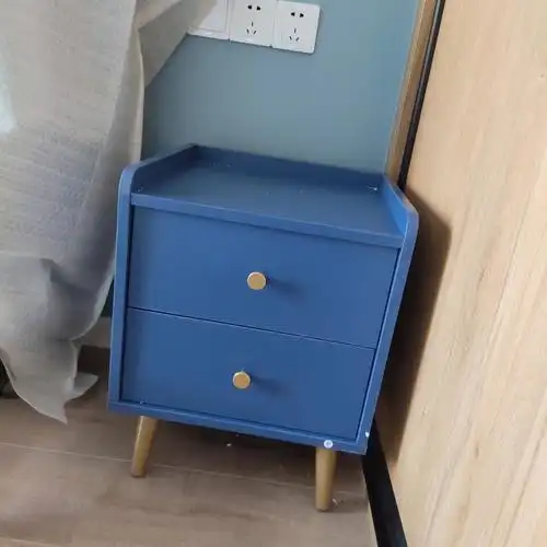蓝色调的北欧风格高颜值实用床头柜