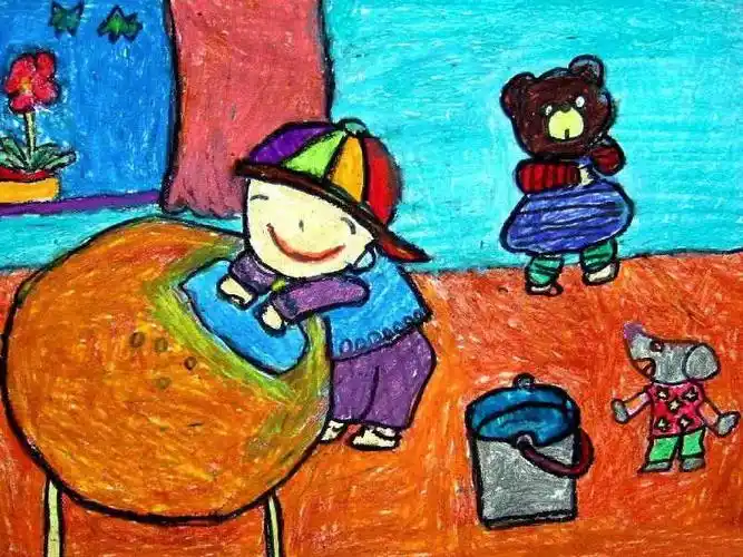 做家务儿童画大全-擦桌子