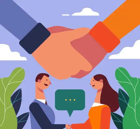 创意见面握手的男女矢量素材