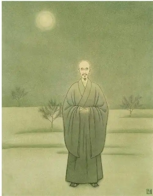 顾生岳 天心月圆·弘一法师像     82×64cm 浙江省博物馆藏